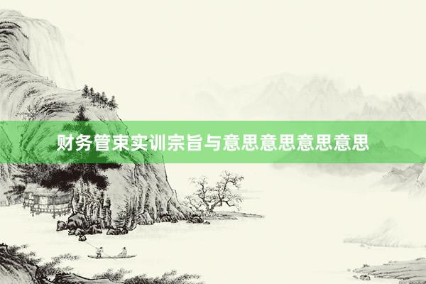 财务管束实训宗旨与意思意思意思意思
